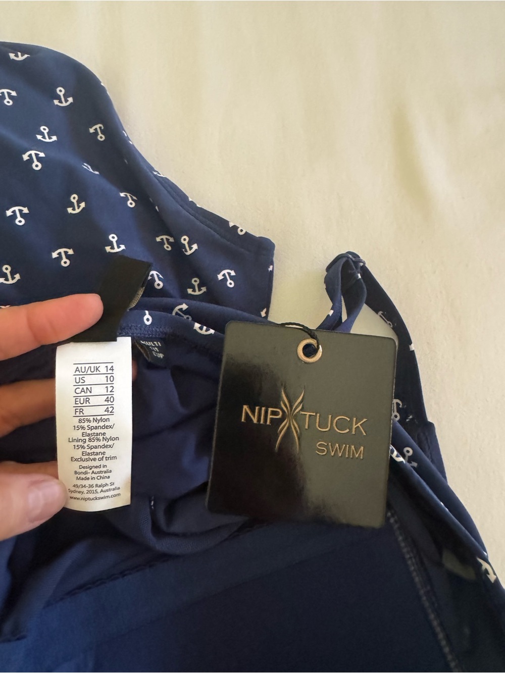 NWT NipTuck one piece swimsuit size 10. Navy blue w/white anchors. Adorable! - Picture 4 of 4